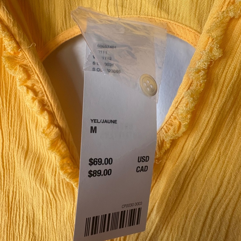 NWT‎ Urban Outfitters Yellow Open Back Button Down High Low Peplum Top Medium - Picture 8 of 11